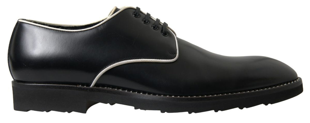 Dolce &amp; Gabbana Black White Leather Formal Shoes