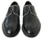 Dolce &amp; Gabbana Black White Leather Formal Shoes
