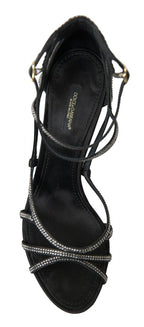 Dolce &amp; Gabbana Rhinestone Stiletto Sandal Satin Shoes