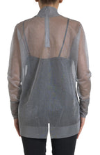 Dolce &amp; Gabbana Gray Mesh Turtleneck Long Sleeve Blouse Top