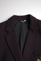 Dolce &amp; Gabbana Purple Logo Embroidery Double Breasted Blazer