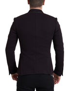Dolce &amp; Gabbana Purple Logo Embroidery Double Breasted Blazer