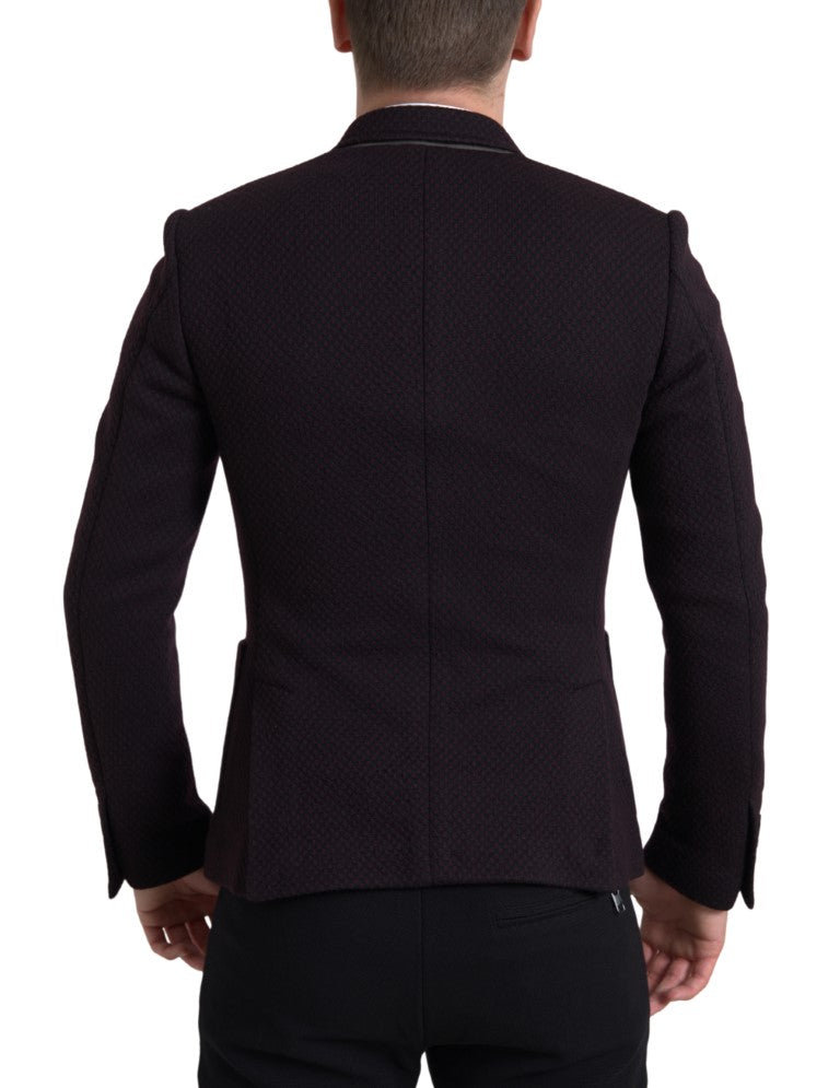 Dolce &amp; Gabbana Purple Logo Embroidery Double Breasted Blazer