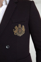 Dolce &amp; Gabbana Purple Logo Embroidery Double Breasted Blazer
