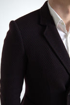 Dolce &amp; Gabbana Purple Logo Embroidery Double Breasted Blazer