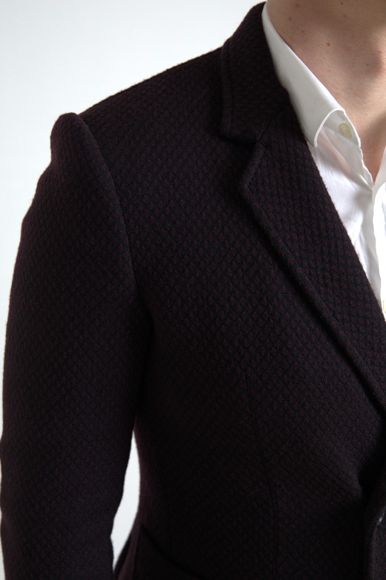 Dolce &amp; Gabbana Purple Logo Embroidery Double Breasted Blazer
