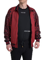 Dolce &amp; Gabbana Red Leopard Polyester Bomber Full Zip Jacket