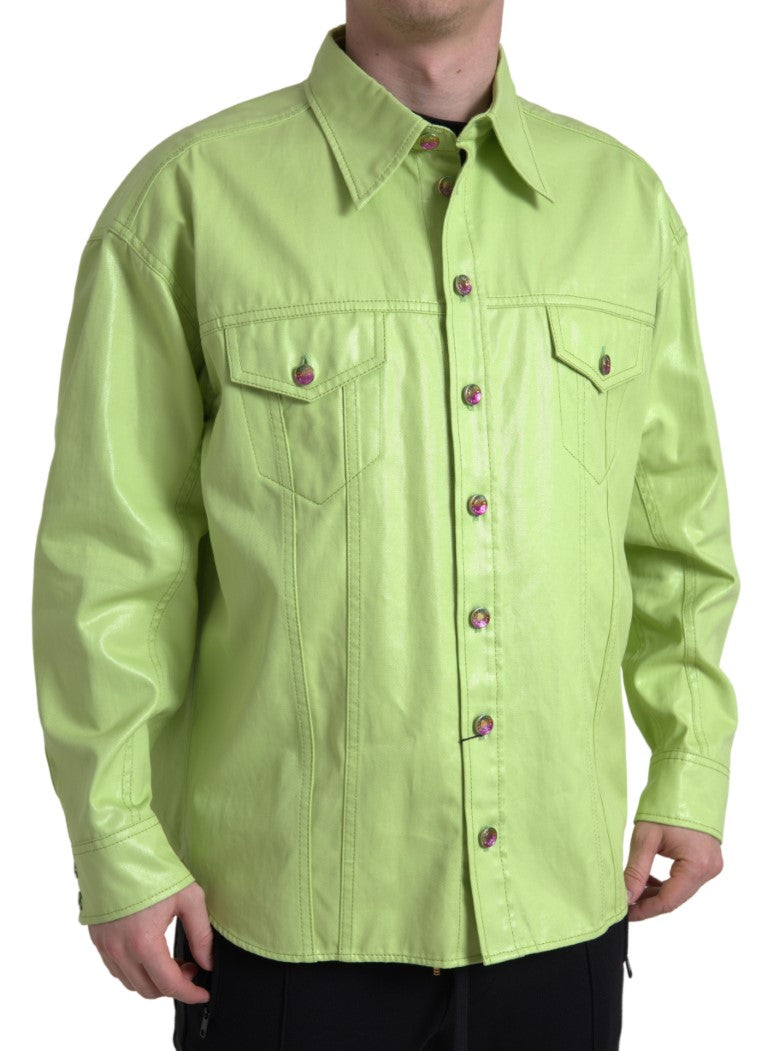 Dolce &amp; Gabbana Green Cotton Collared Button Down Shirt
