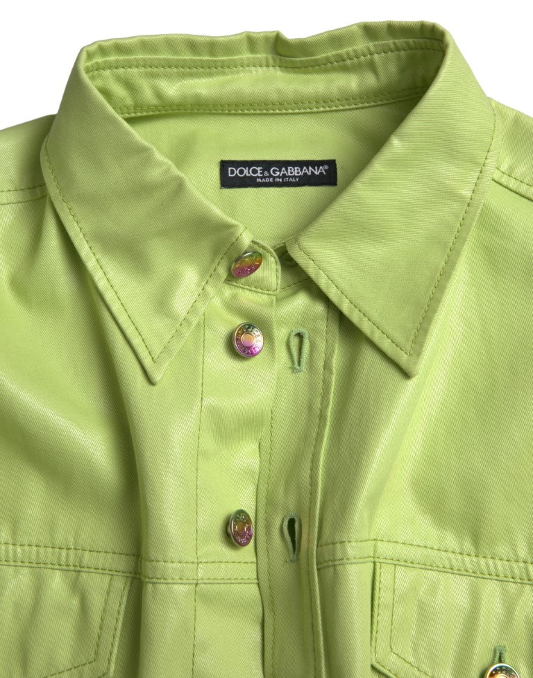 Dolce &amp; Gabbana Green Cotton Collared Button Down Shirt
