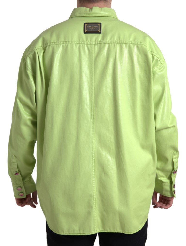 Dolce &amp; Gabbana Green Cotton Collared Button Down Shirt