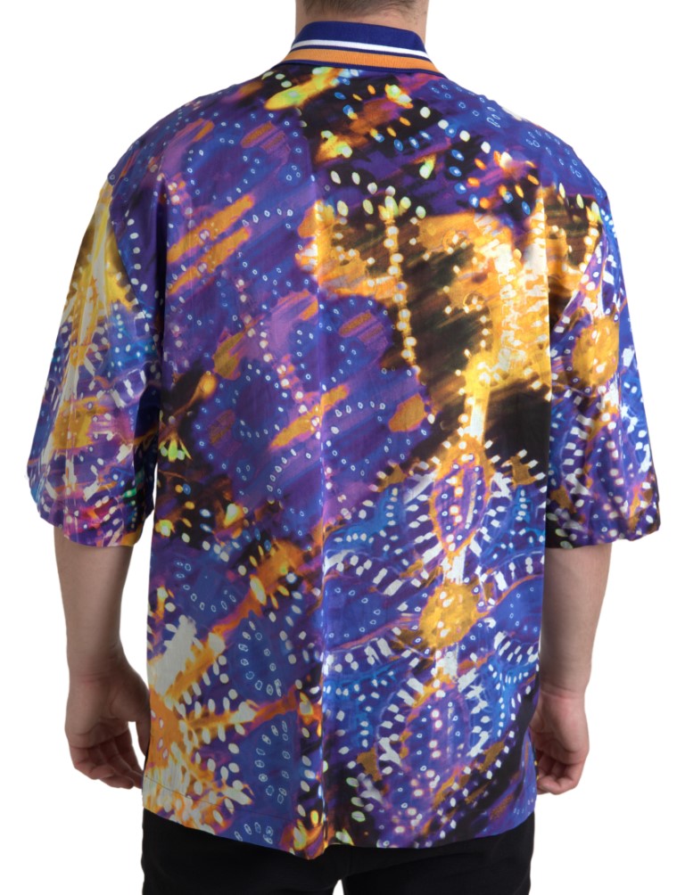 Dolce &amp; Gabbana Luminaire Print Cotton Polo Top Men Shirt