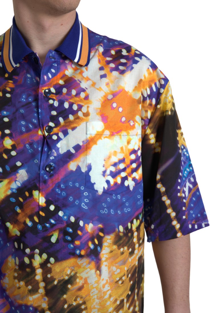 Dolce &amp; Gabbana Luminaire Print Cotton Polo Top Men Shirt