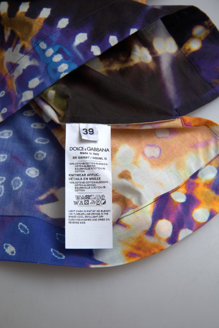 Dolce &amp; Gabbana Luminaire Print Cotton Polo Top Men Shirt