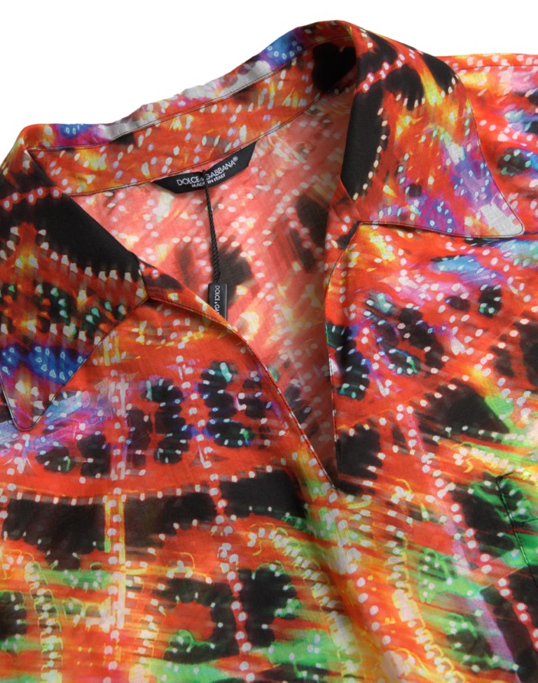 Dolce &amp; Gabbana Multicolor Luminarie Print Men's Cotton Shirt