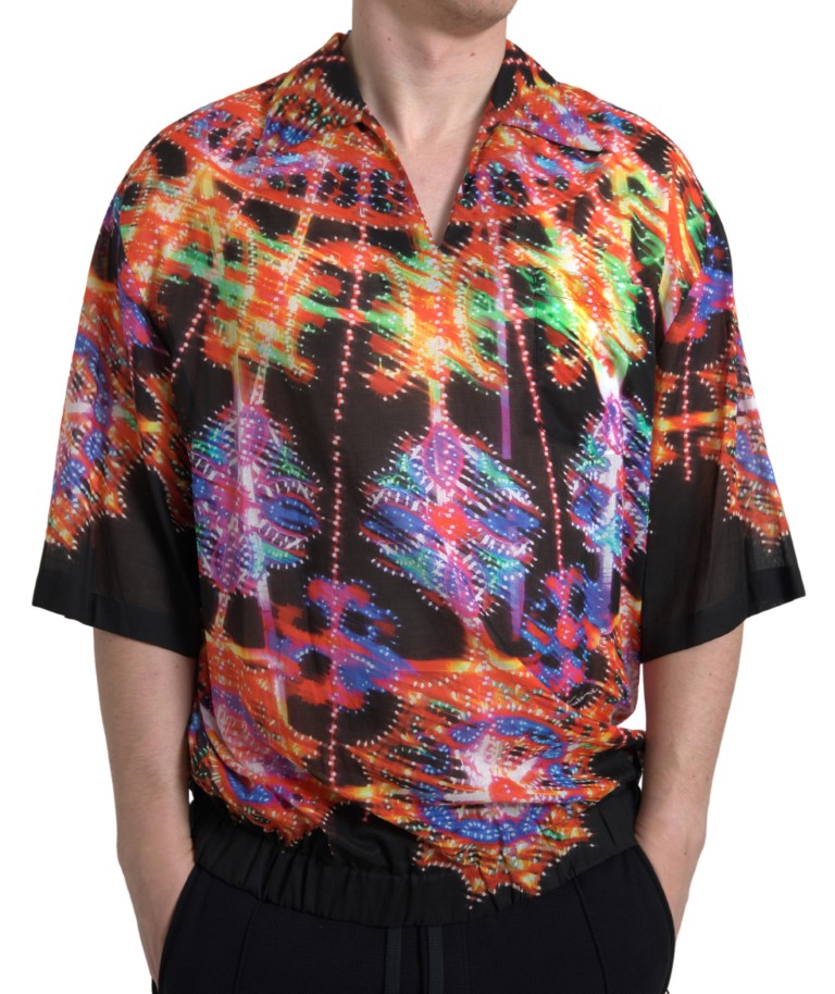 Dolce &amp; Gabbana Multicolor Luminarie Print Men's Cotton Shirt