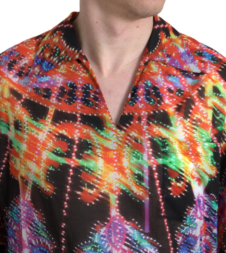 Dolce &amp; Gabbana Multicolor Luminarie Print Men's Cotton Shirt