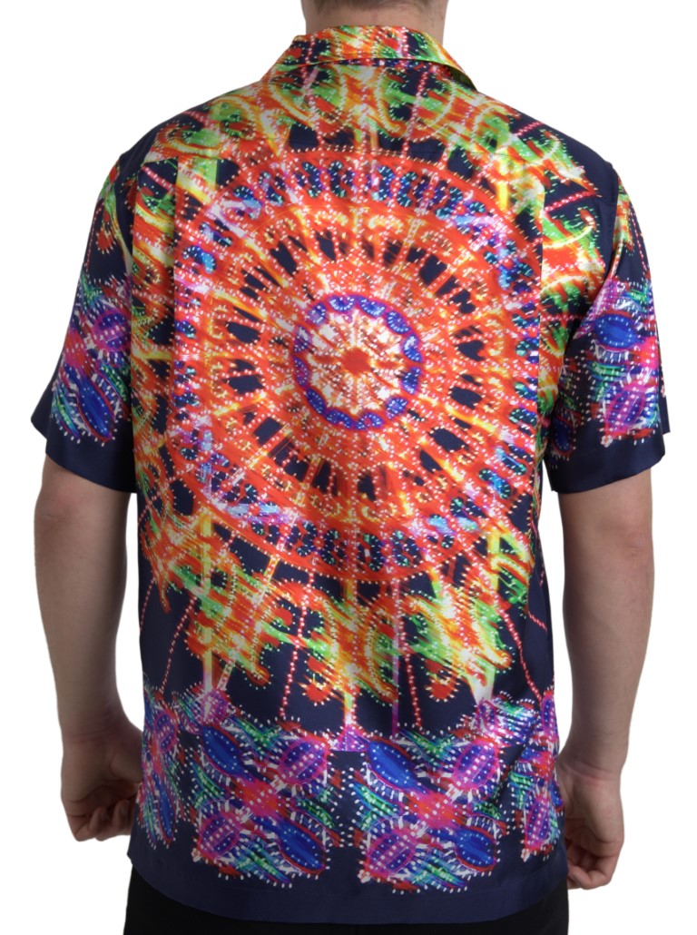 Dolce &amp; Gabbana Multicolor Luminarie Print Men's Shirt Silk