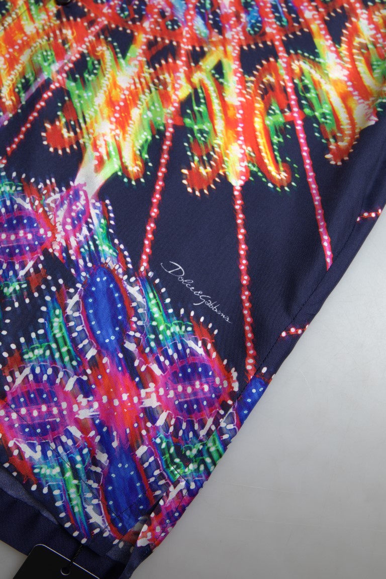 Dolce &amp; Gabbana Multicolor Luminarie Print Men's Shirt Silk