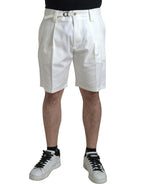 Dolce &amp; Gabbana White Cotton Stretch Men Bermuda Denim Shorts
