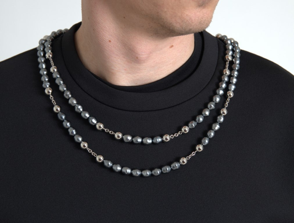 Dolce &amp; Gabbana Black Necklace Embellished Polyester T-shirt