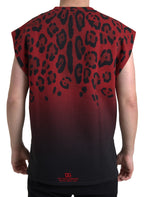 Dolce &amp; Gabbana Red Leopard Cotton Sleeveless Tank T-shirt