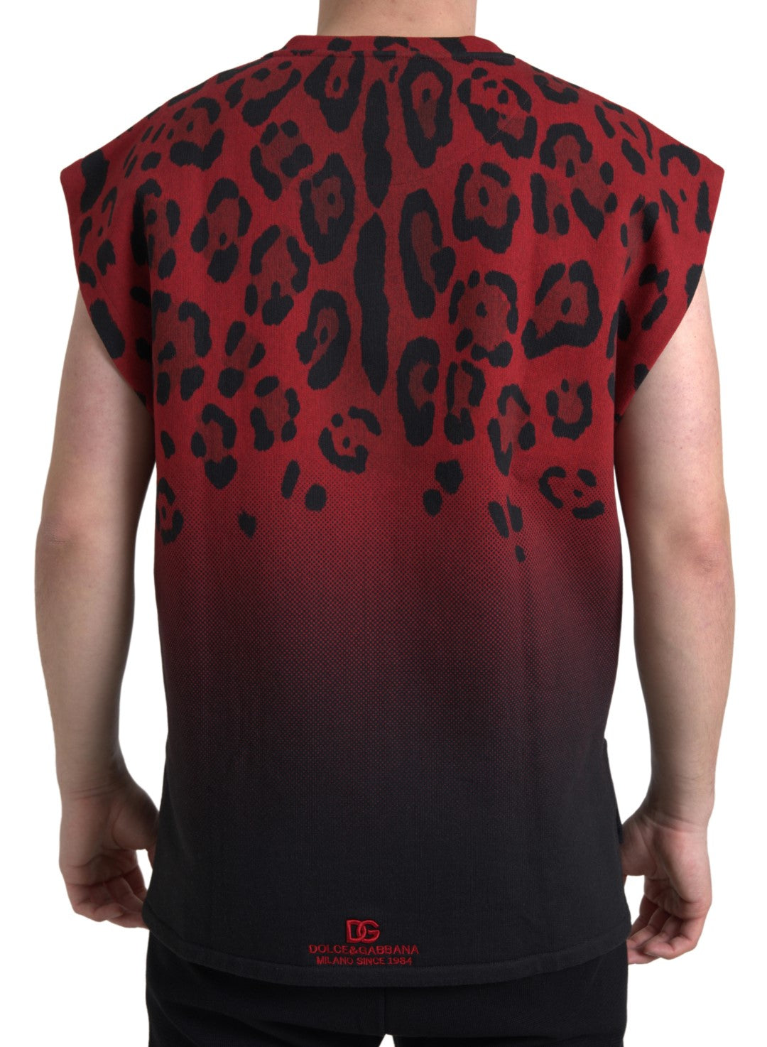Dolce &amp; Gabbana Red Leopard Cotton Sleeveless Tank T-shirt