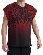 Dolce &amp; Gabbana Red Leopard Cotton Sleeveless Tank T-shirt