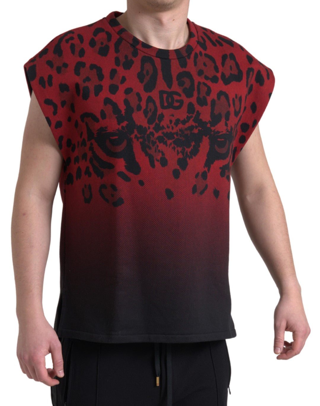 Dolce &amp; Gabbana Red Leopard Cotton Sleeveless Tank T-shirt