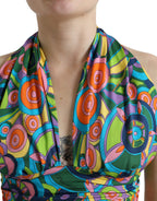 Dolce &amp; Gabbana Multicolor Halter Sleeveless Cropped Tank Top
