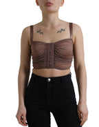 Dolce &amp; Gabbana Brown Viscose Bustier Sleeveless Cropped Top