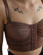 Dolce &amp; Gabbana Brown Viscose Bustier Sleeveless Cropped Top