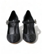 Dolce &amp; Gabbana Black Brocade Mary Janes Heels Pumps Shoes