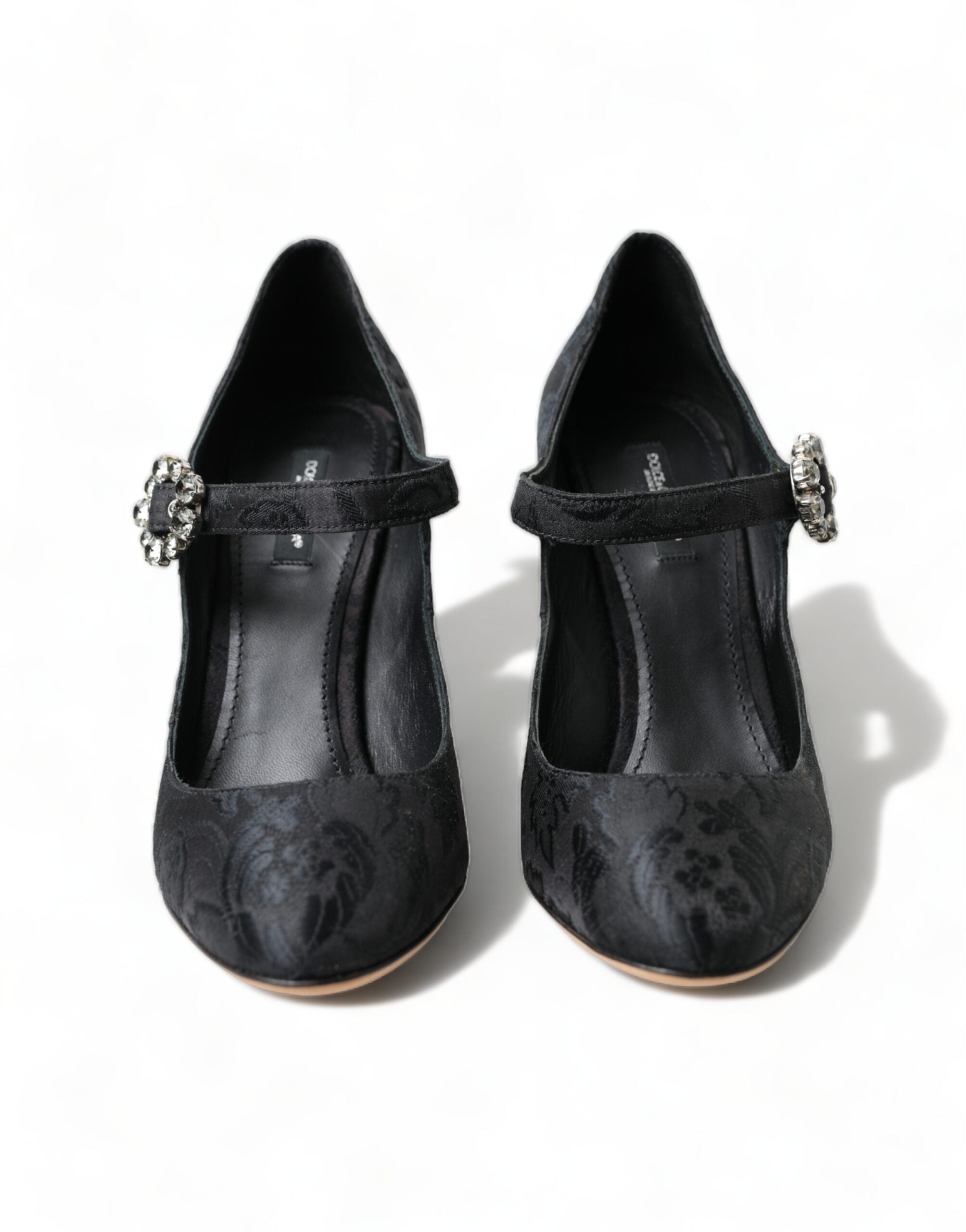 Dolce &amp; Gabbana Black Brocade Mary Janes Heels Pumps Shoes