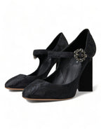 Dolce &amp; Gabbana Black Brocade Mary Janes Heels Pumps Shoes