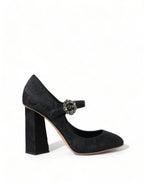 Dolce &amp; Gabbana Black Brocade Mary Janes Heels Pumps Shoes