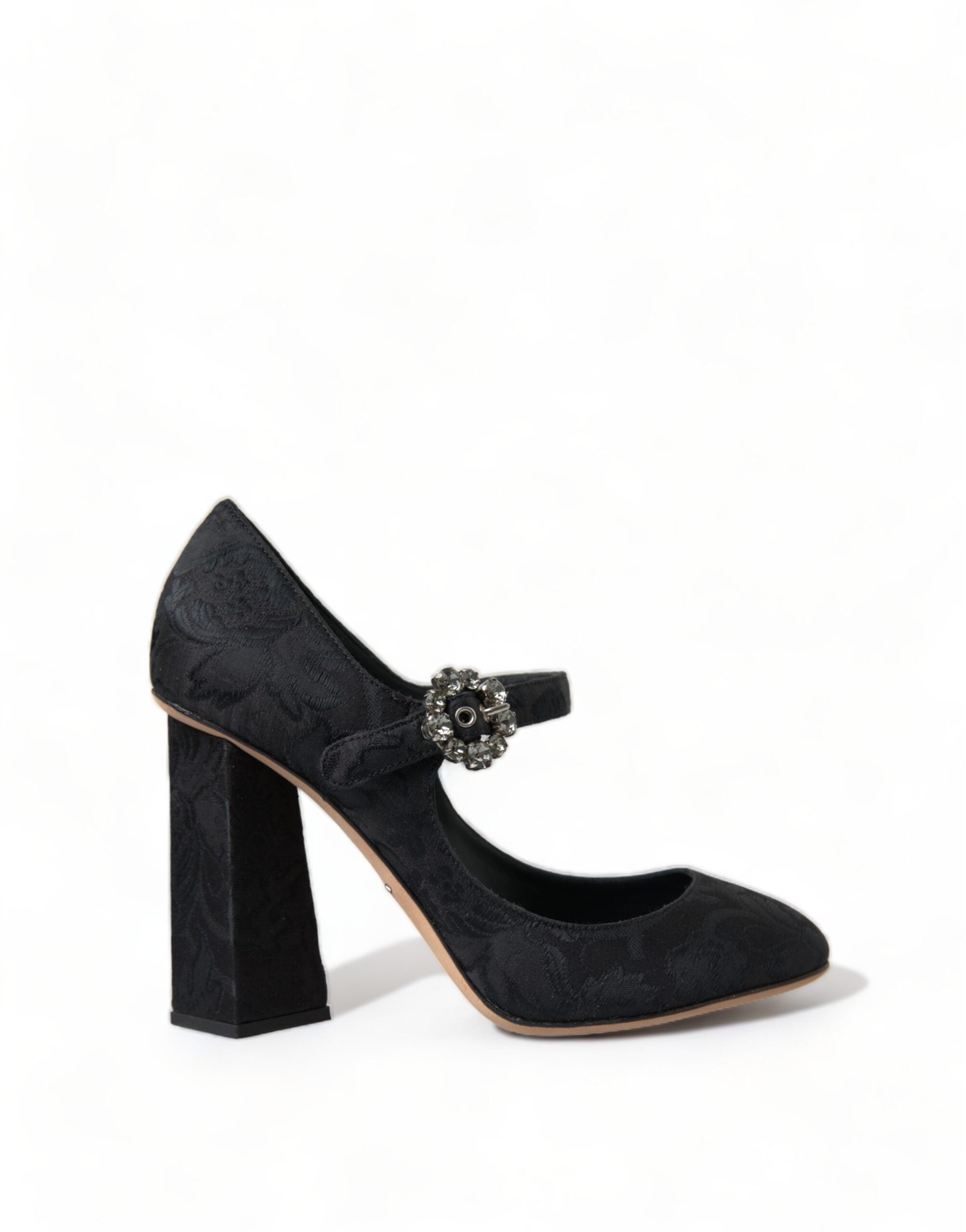 Dolce &amp; Gabbana Black Brocade Mary Janes Heels Pumps Shoes
