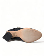 Dolce &amp; Gabbana Black Brocade Mary Janes Heels Pumps Shoes