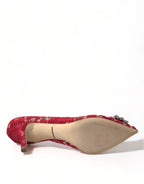 Dolce &amp; Gabbana Red Taormina Lace Crystal Heels Pumps Shoes