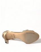 Dolce &amp; Gabbana Gold Satin Ankle Strap Crystal Sandals Shoes