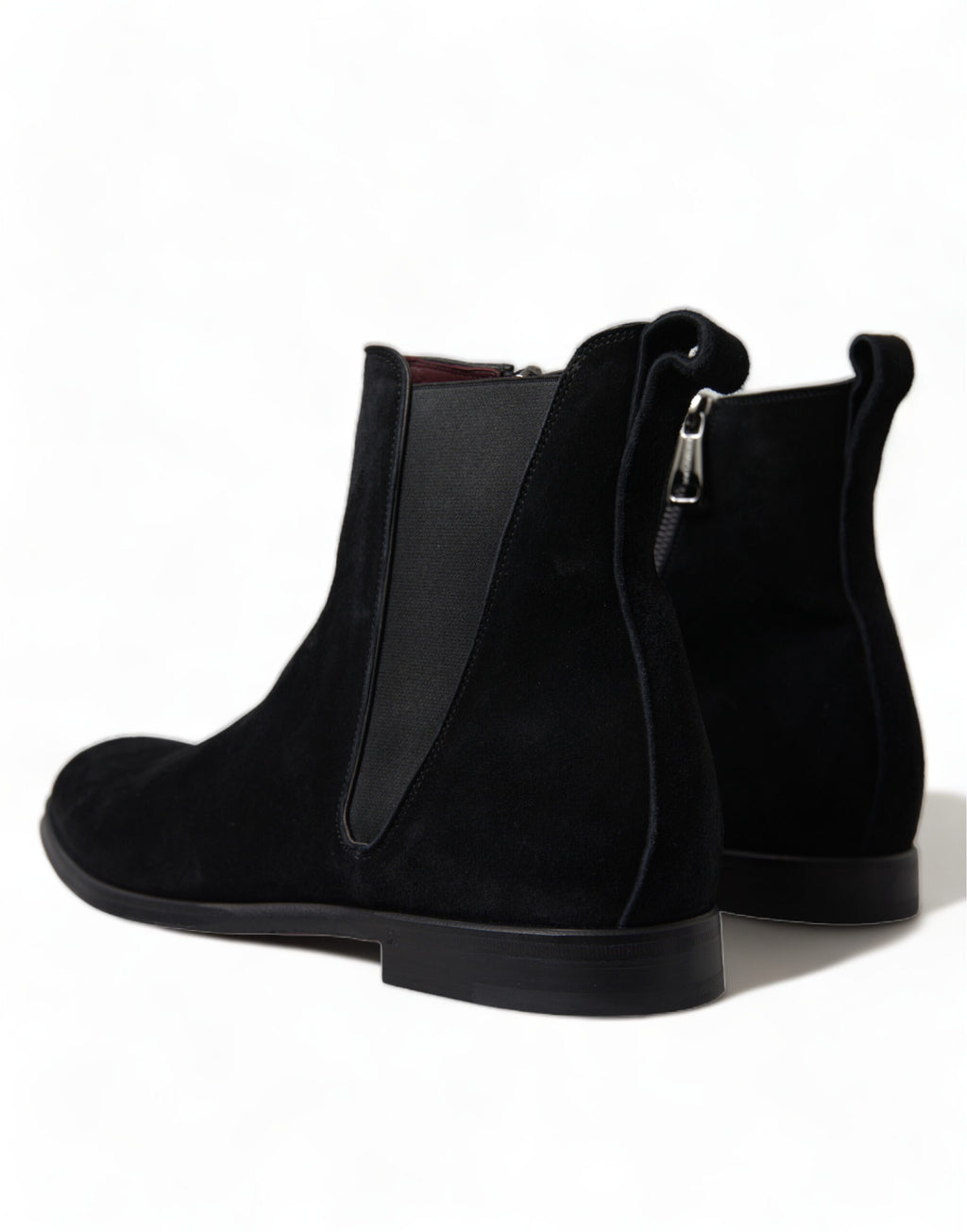 Dolce &amp; Gabbana Black Suede Leather Mid Calf Men Boots Shoes