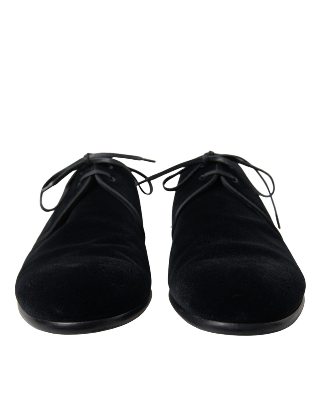 Dolce &amp; Gabbana Black Velvet Lace Up Formal Derby Dress Shoes