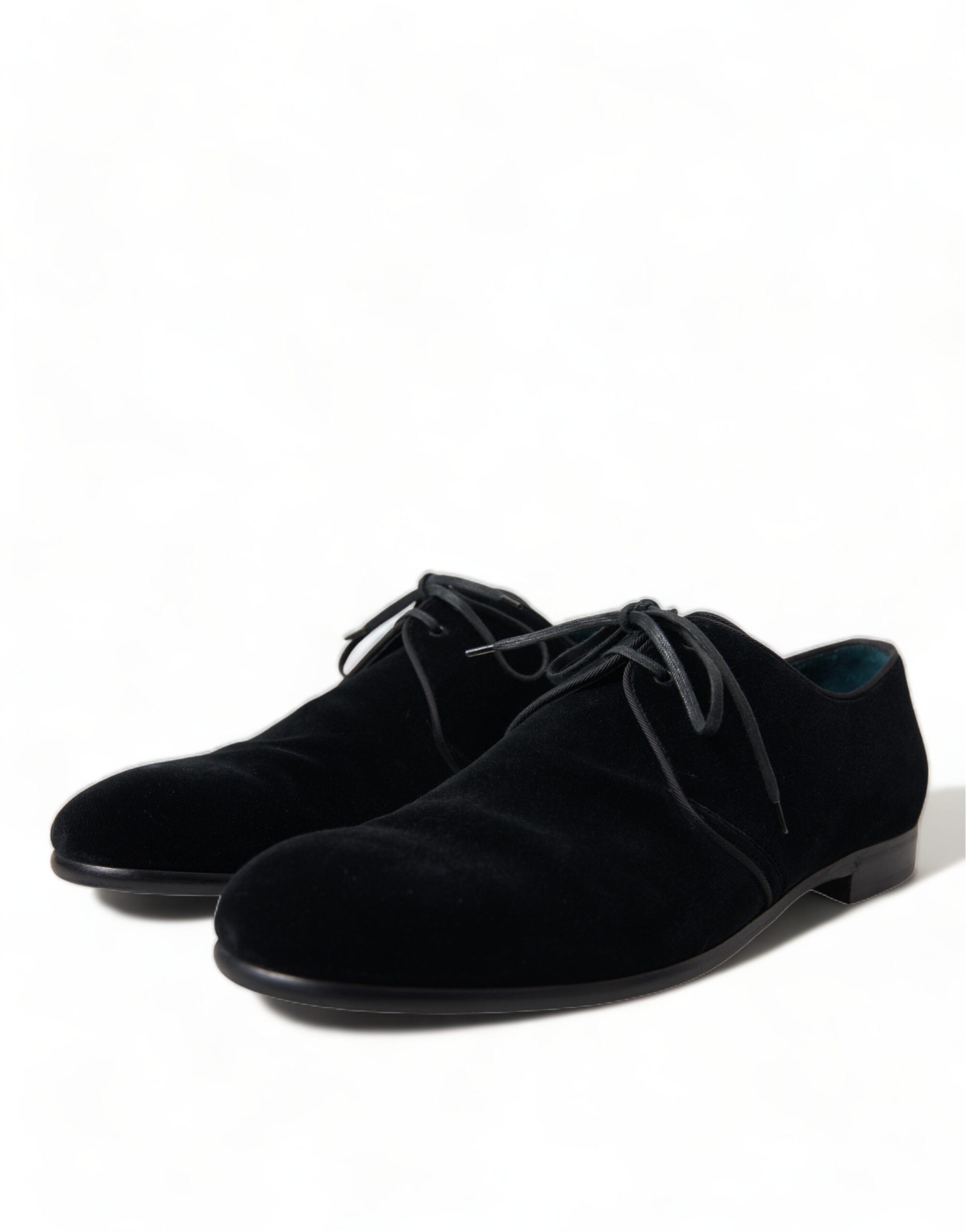 Dolce &amp; Gabbana Black Velvet Lace Up Formal Derby Dress Shoes
