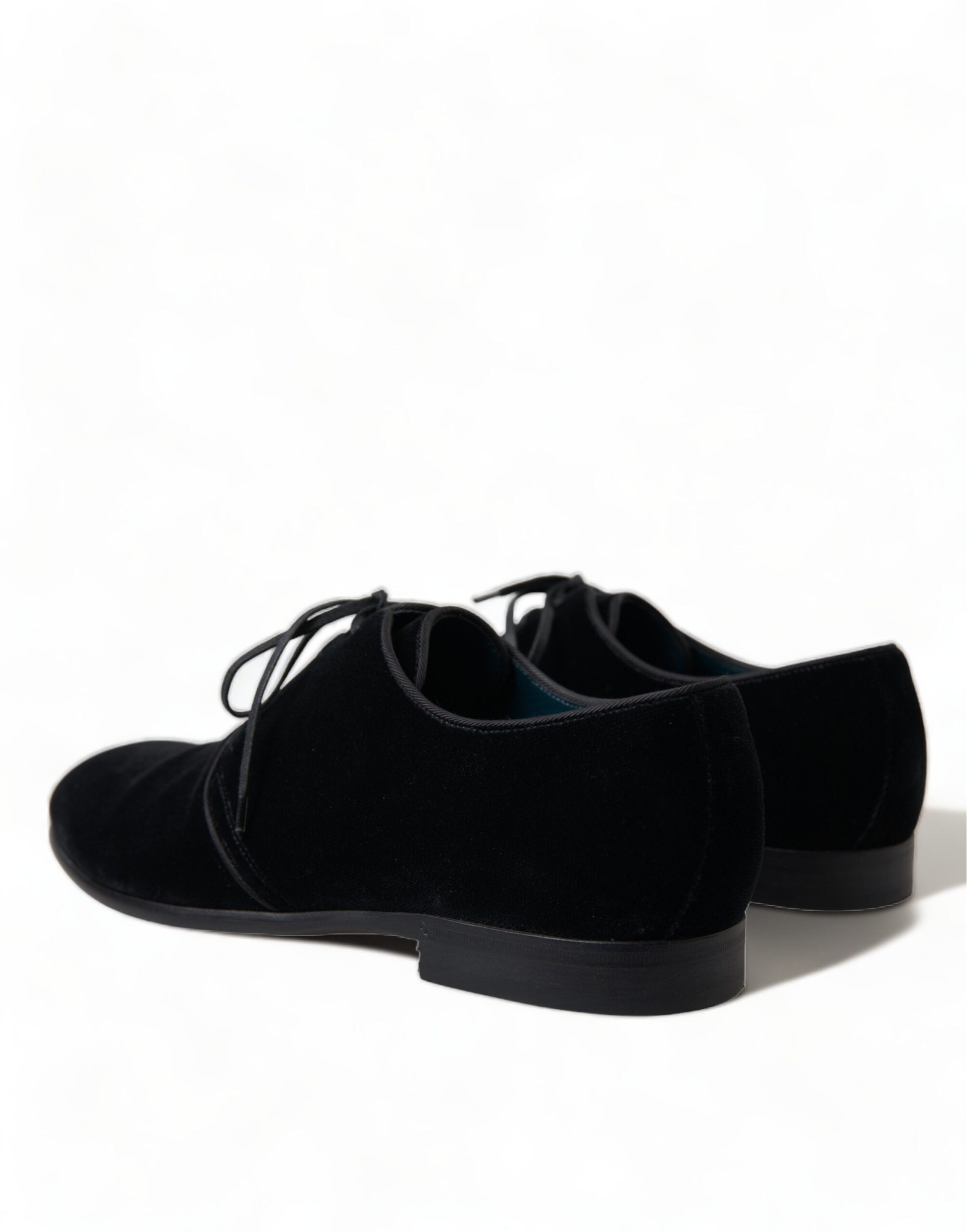 Dolce &amp; Gabbana Black Velvet Lace Up Formal Derby Dress Shoes