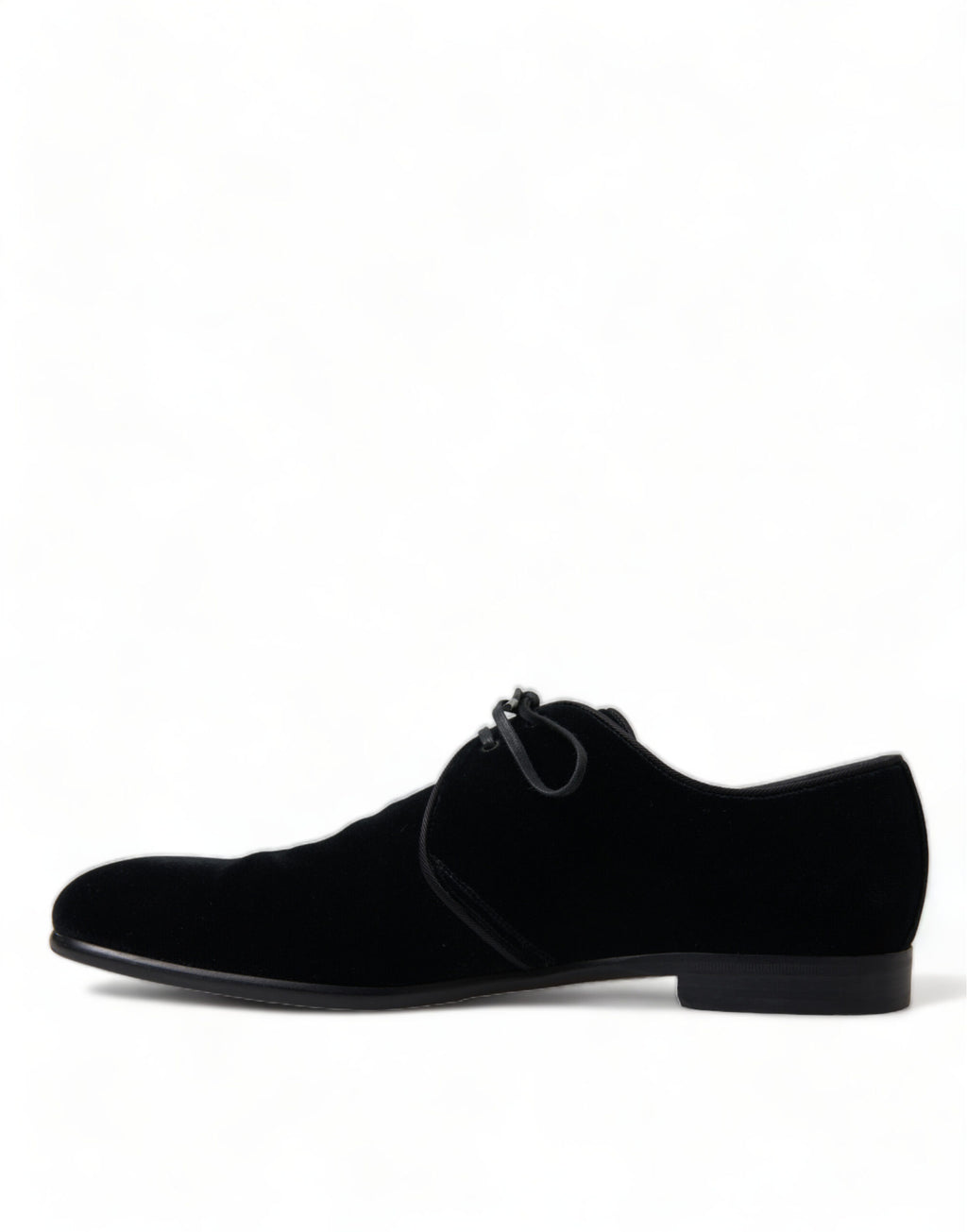Dolce &amp; Gabbana Black Velvet Lace Up Formal Derby Dress Shoes