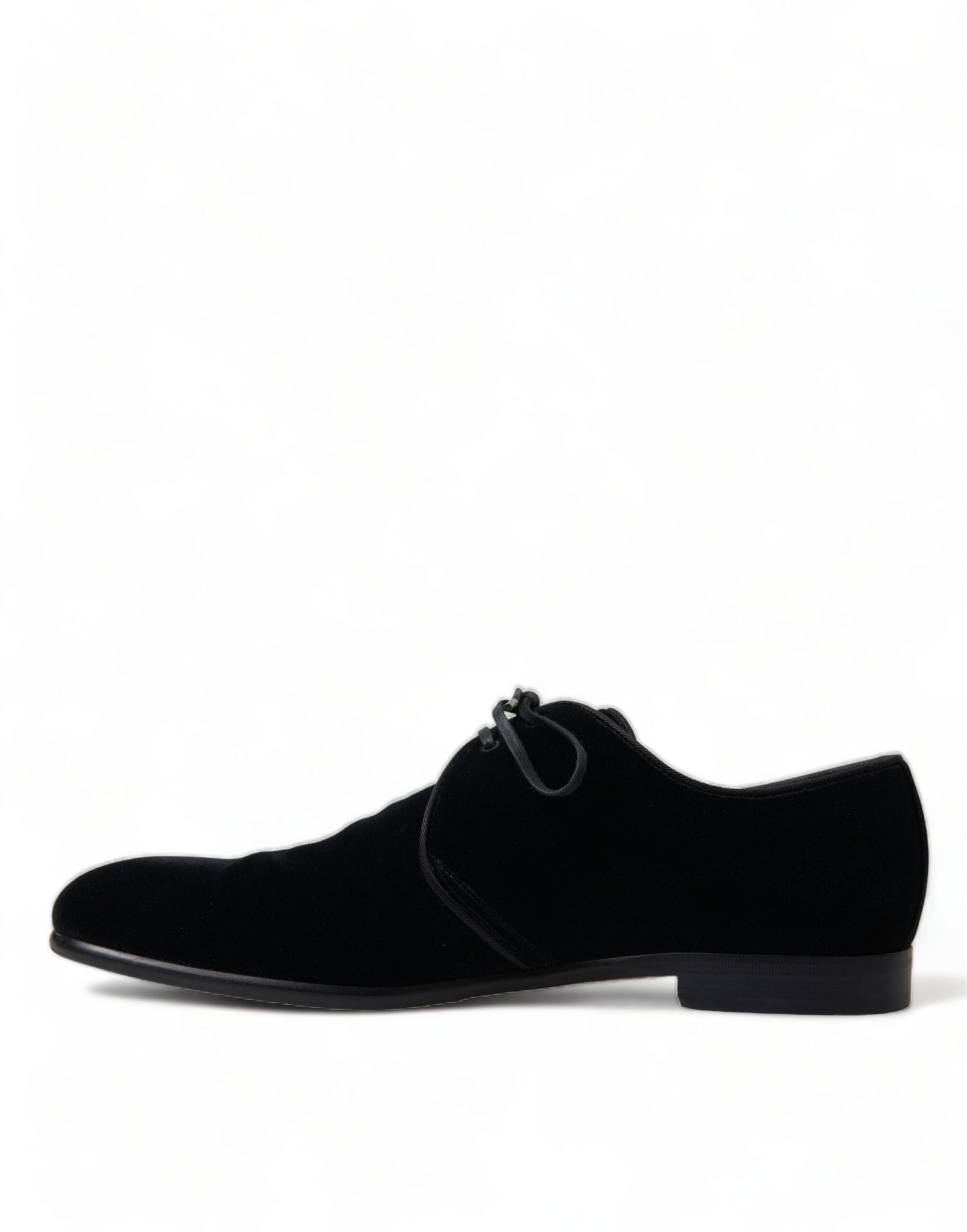 Dolce &amp; Gabbana Black Velvet Lace Up Formal Derby Dress Shoes