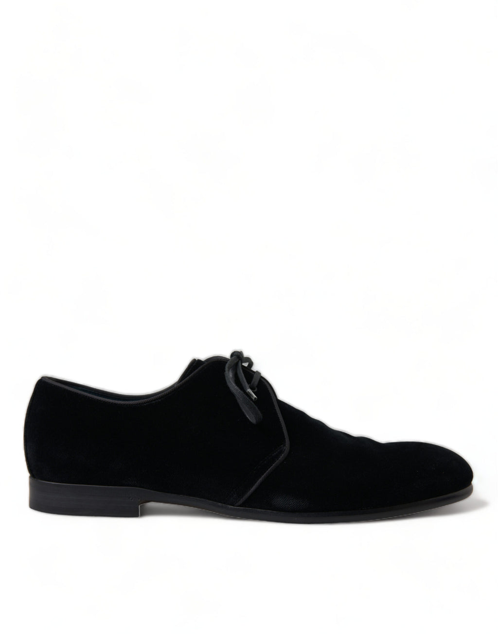 Dolce &amp; Gabbana Black Velvet Lace Up Formal Derby Dress Shoes