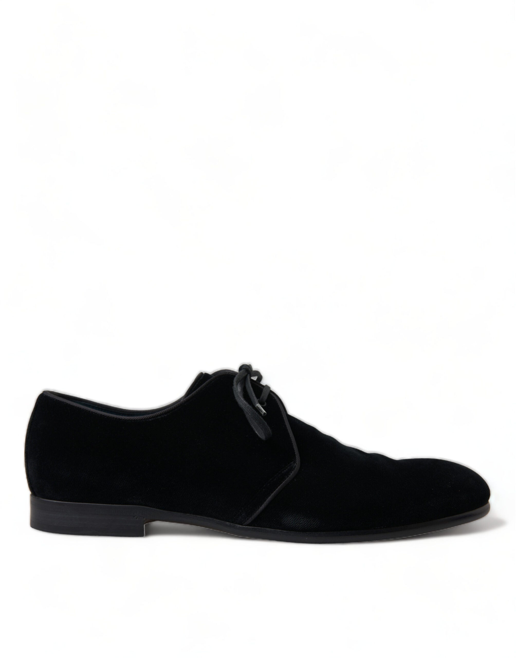 Dolce &amp; Gabbana Black Velvet Lace Up Formal Derby Dress Shoes