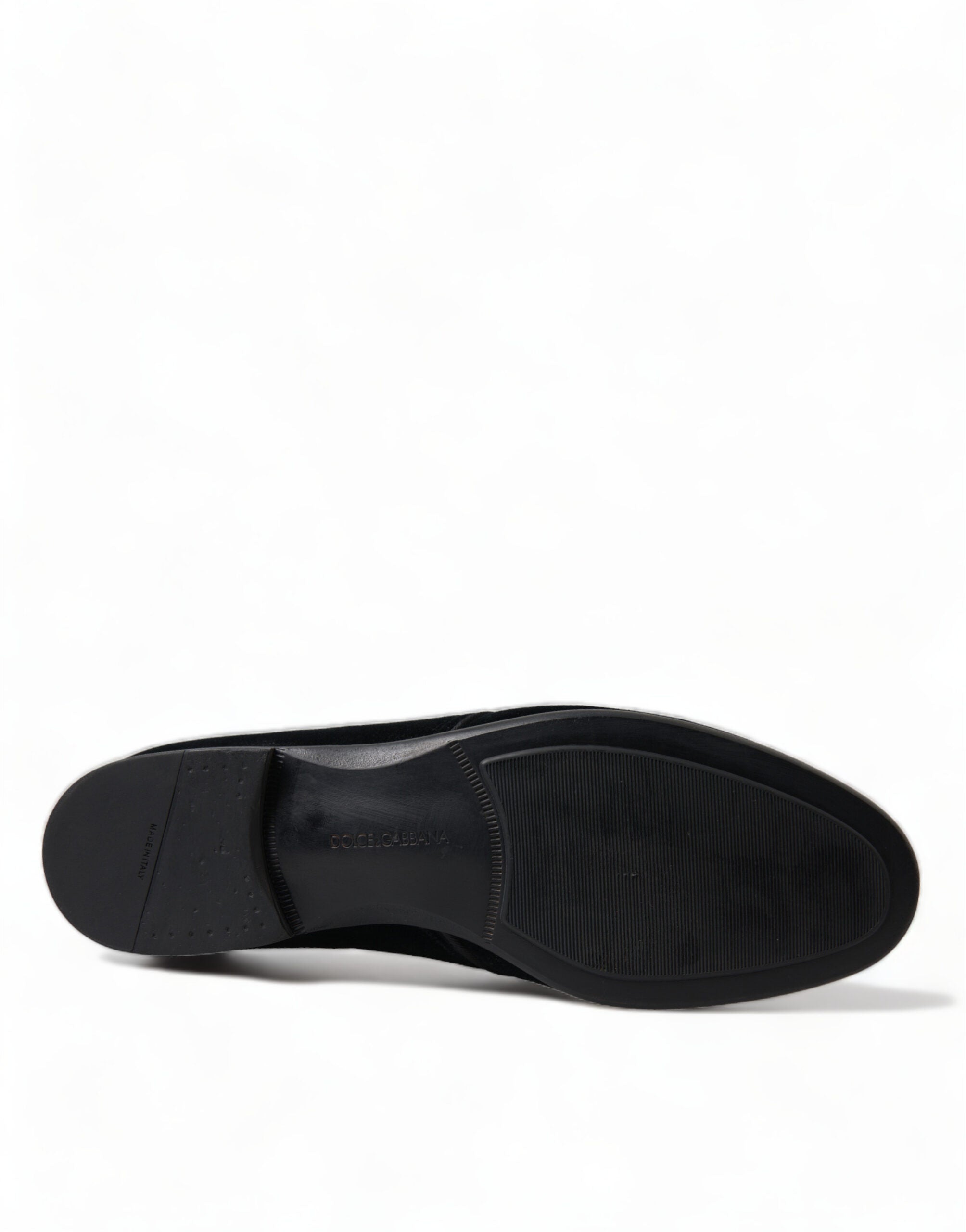 Dolce &amp; Gabbana Black Velvet Lace Up Formal Derby Dress Shoes