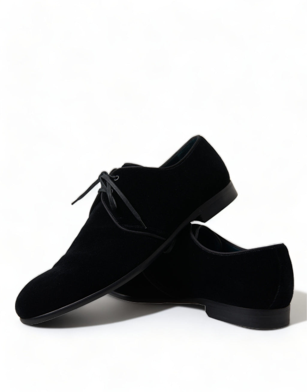Dolce &amp; Gabbana Black Velvet Lace Up Formal Derby Dress Shoes