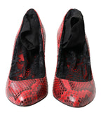 Dolce &amp; Gabbana Red Ayers Leather Lace Socks Pumps Shoes